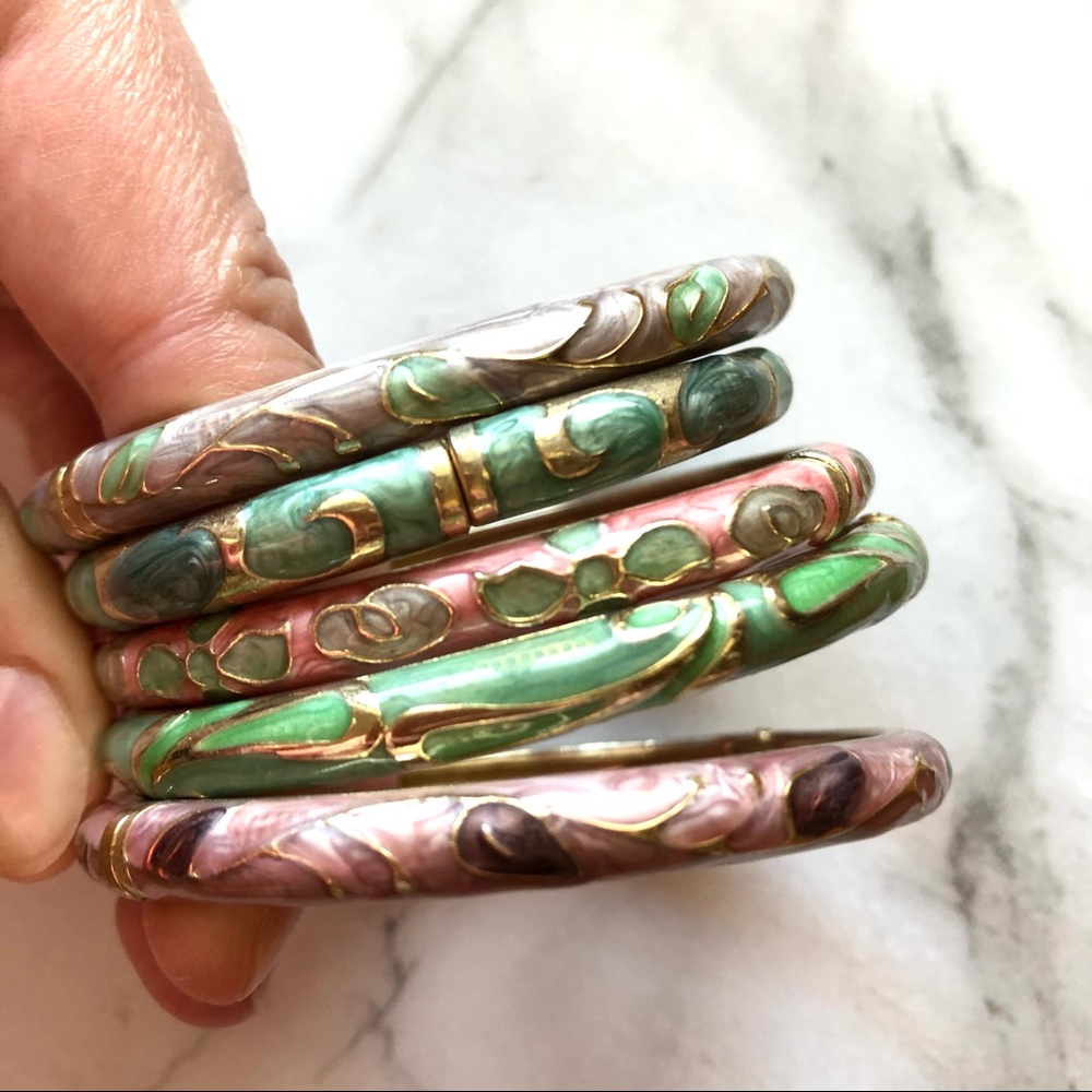 Set of boho romantic bangle bracelets, small wrist